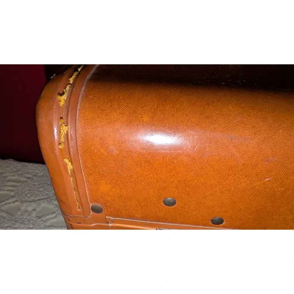 Vintage Samsonite Case Mirror & Tray Hard Side Suitcase Brown Luggage‎ No Key